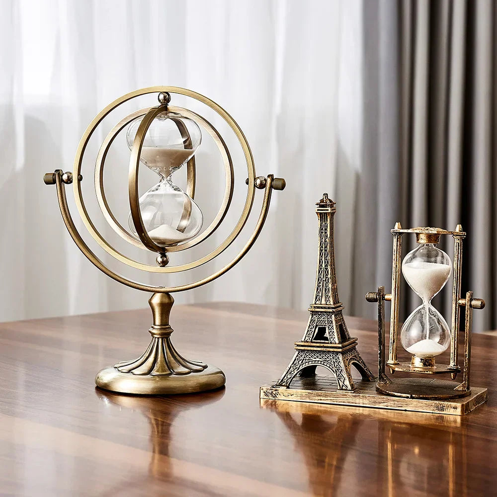 Elegant Sand Timer with Hourglass Design and Metal Frame