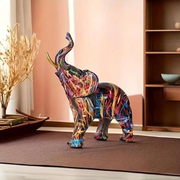 Elephant Statue with Graffiti Design – Colorful Decor Piece