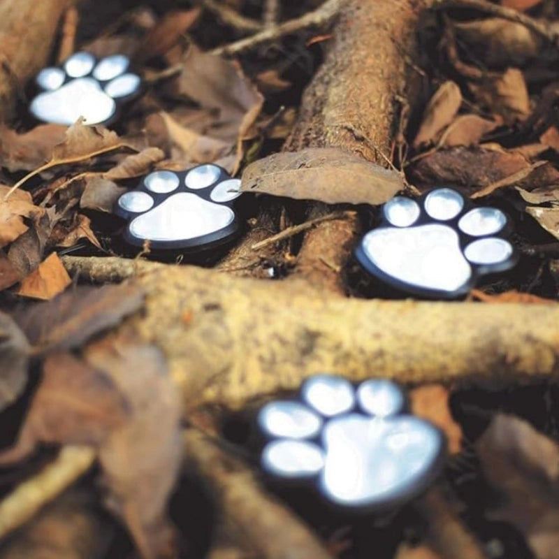 Set of 3 Solar Garden Lights with Paw Print Design
