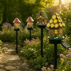 Fairy House Solar Lights for Garden - Set of 6 Unique Designs