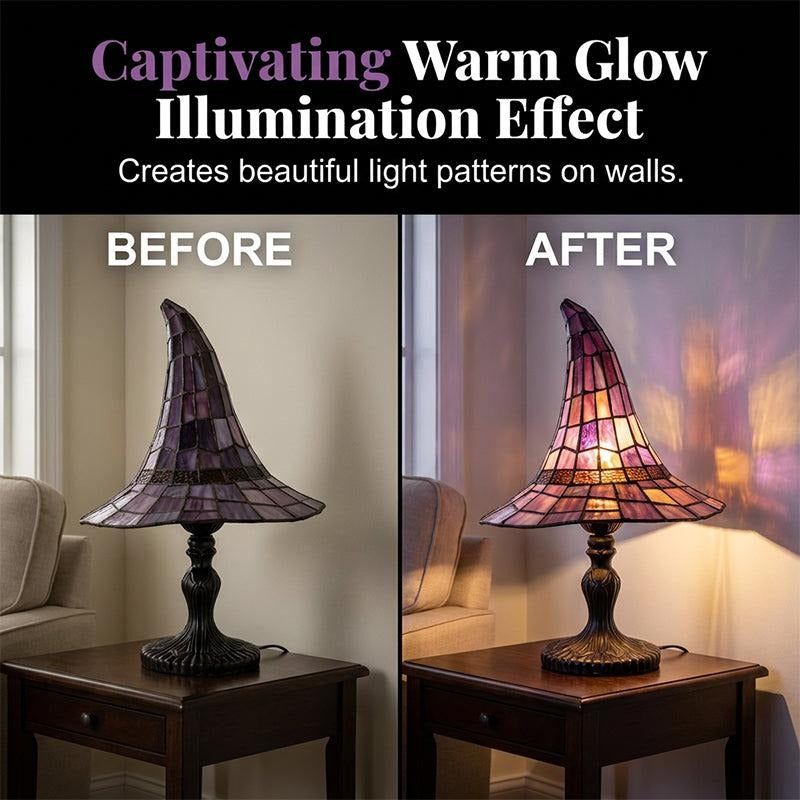 Witch Hat Design Stained Glass Lamp for Tables