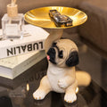 Pug Figurine with Decorative Gold Tray