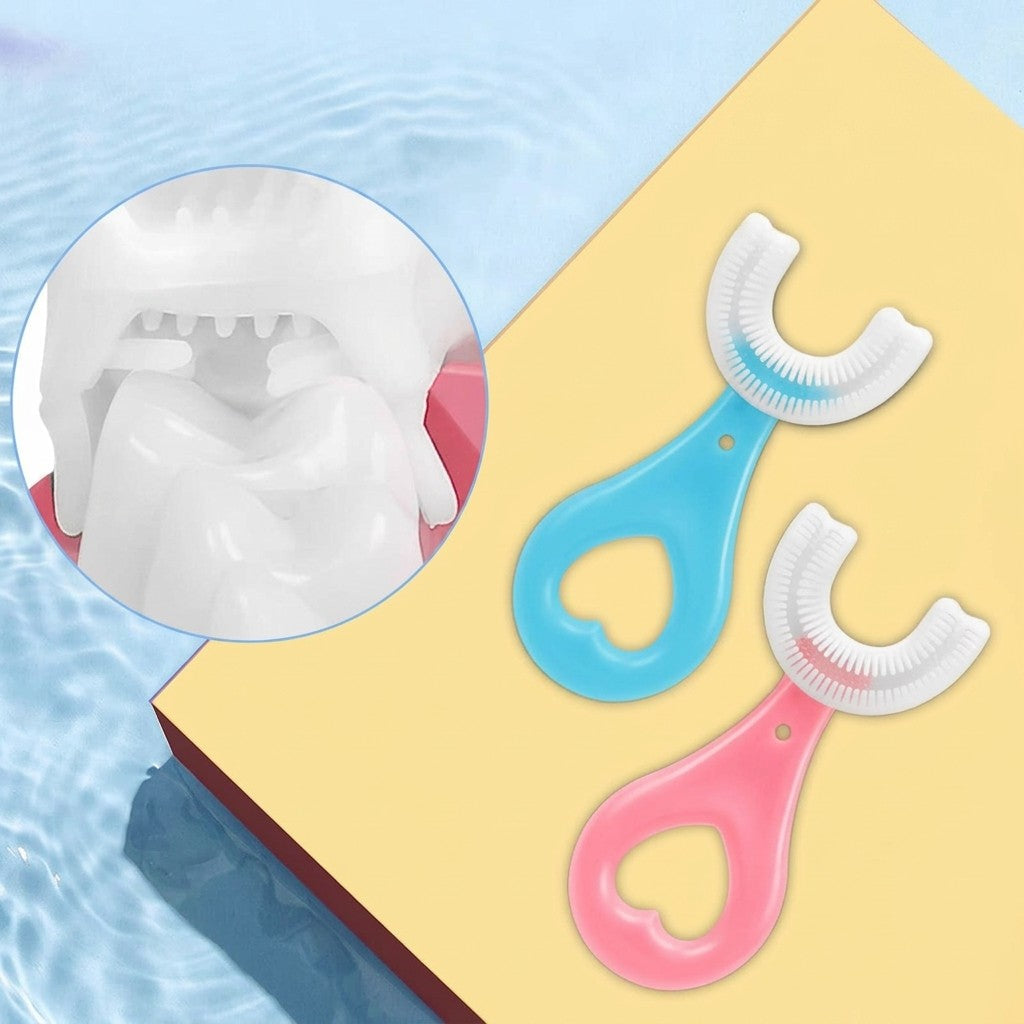 Kids' 2-Pack U-Shaped Toothbrush with 360° Coverage