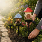 Fairy House Solar Lights for Garden - Set of 6 Unique Designs