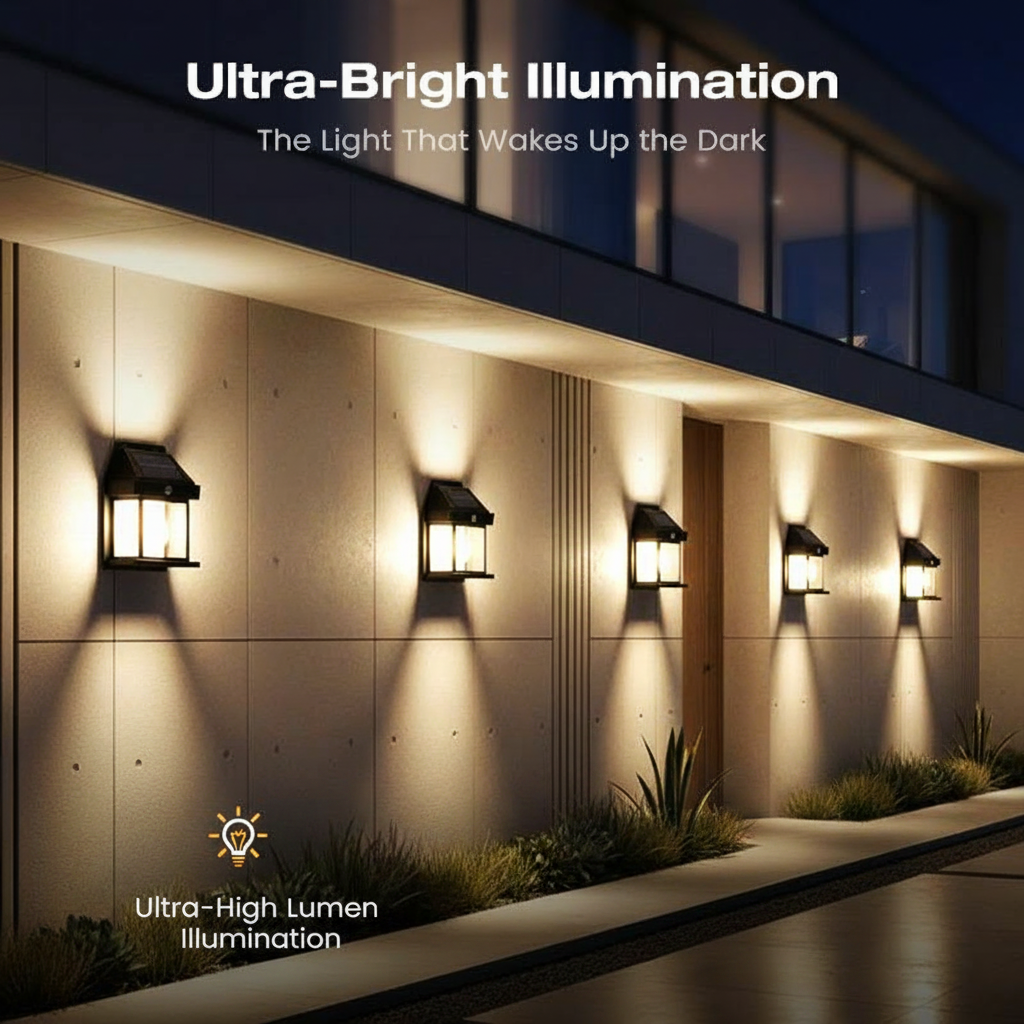 Motion Sensor Wall Light Powered by Solar Energy