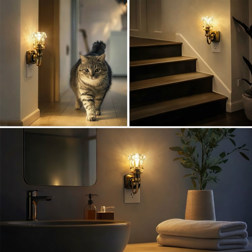 Wall-Mounted Vintage Night Light with Plug-In Design