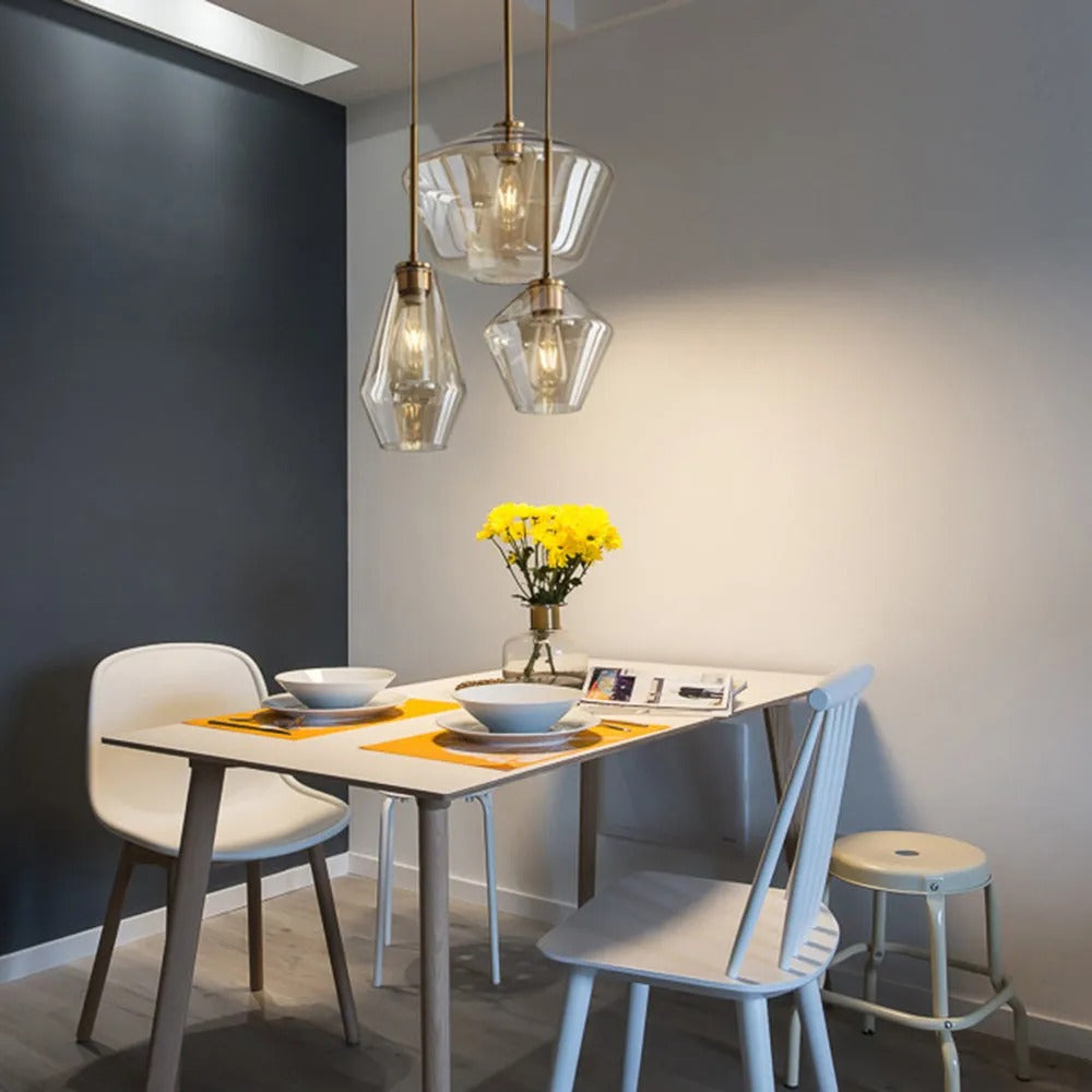 Crystal Glass Pendant Lamp with Prism Design