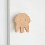 Adhesive Coat Rack with Wooden Animal Wall Hooks