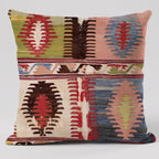Geometric Ethnic Patterned Kilim Throw Pillow Cover