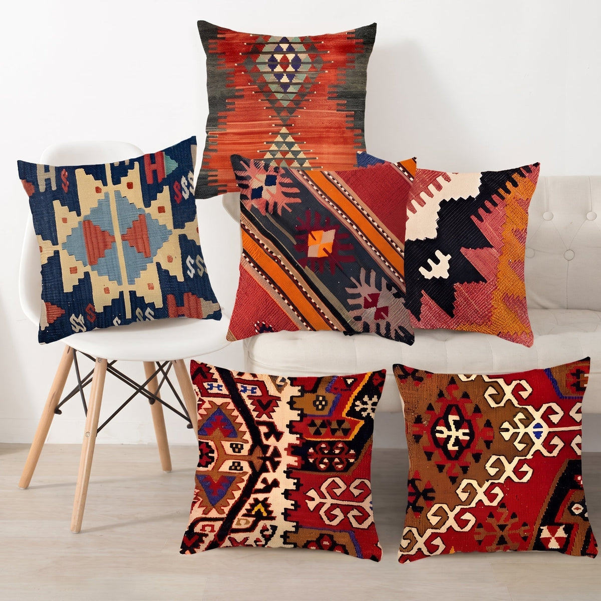 Geometric Ethnic Patterned Kilim Throw Pillow Cover
