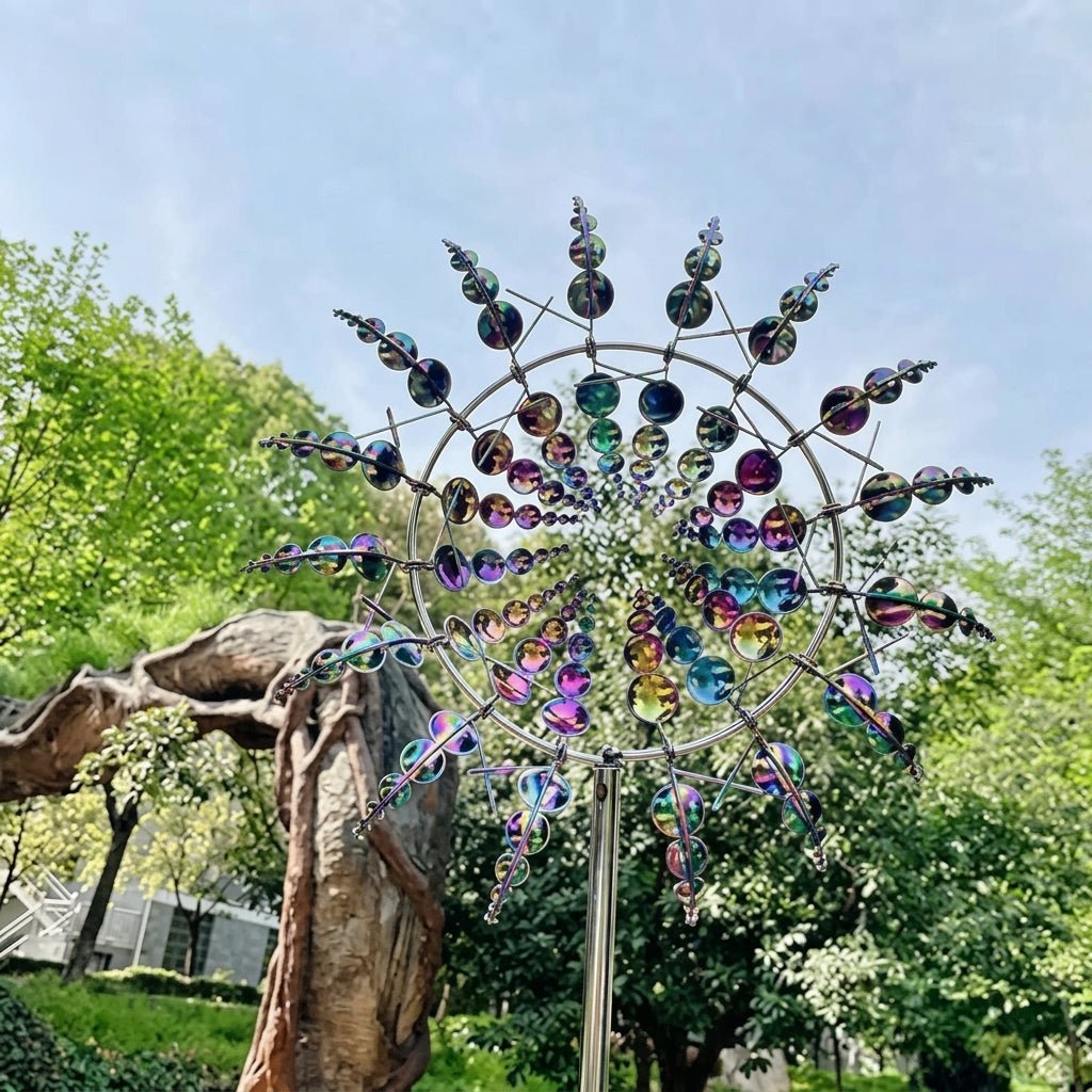 Double Wheel Kinetic Metal Garden Wind Spinner