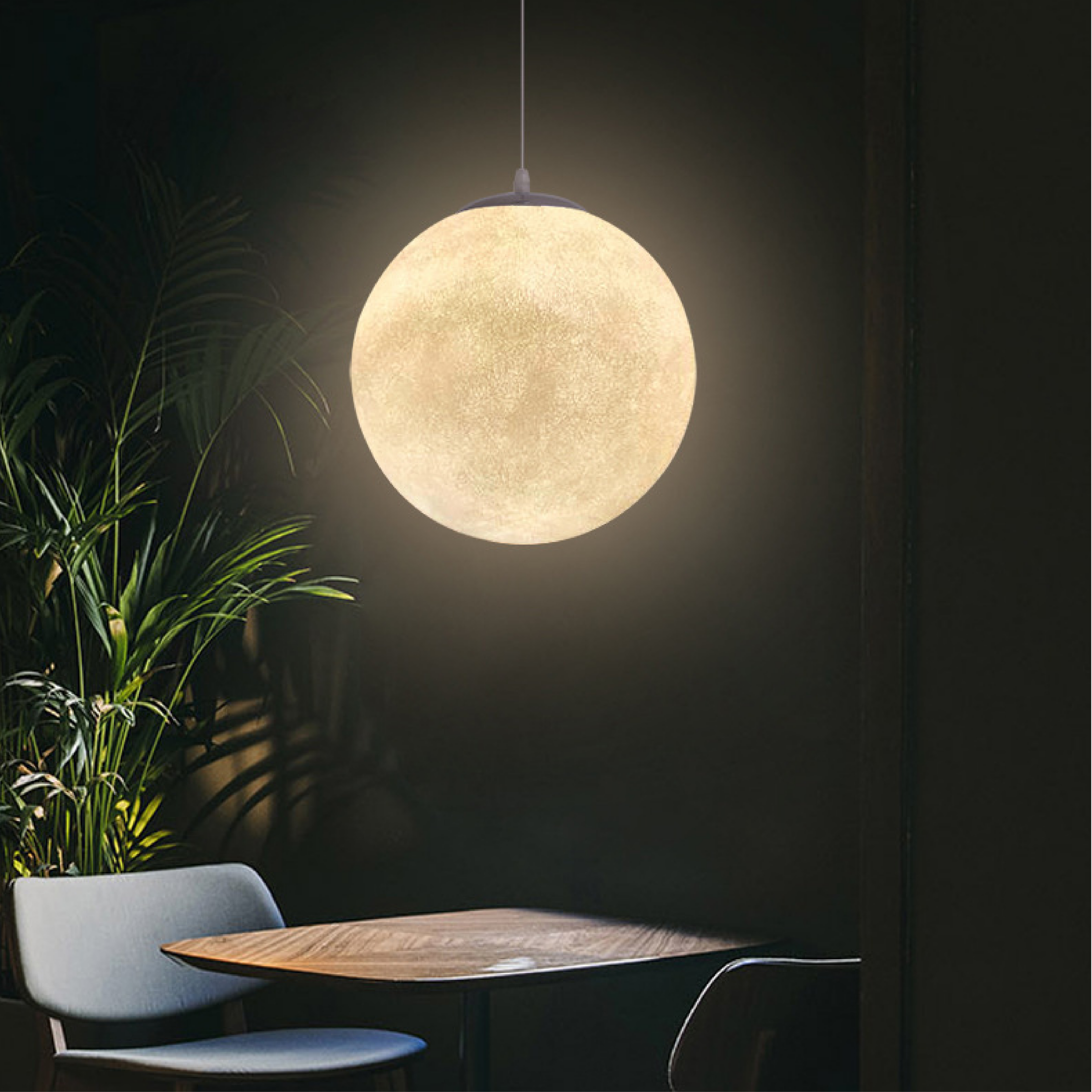 Moon Pendant Light with Lunar Glow