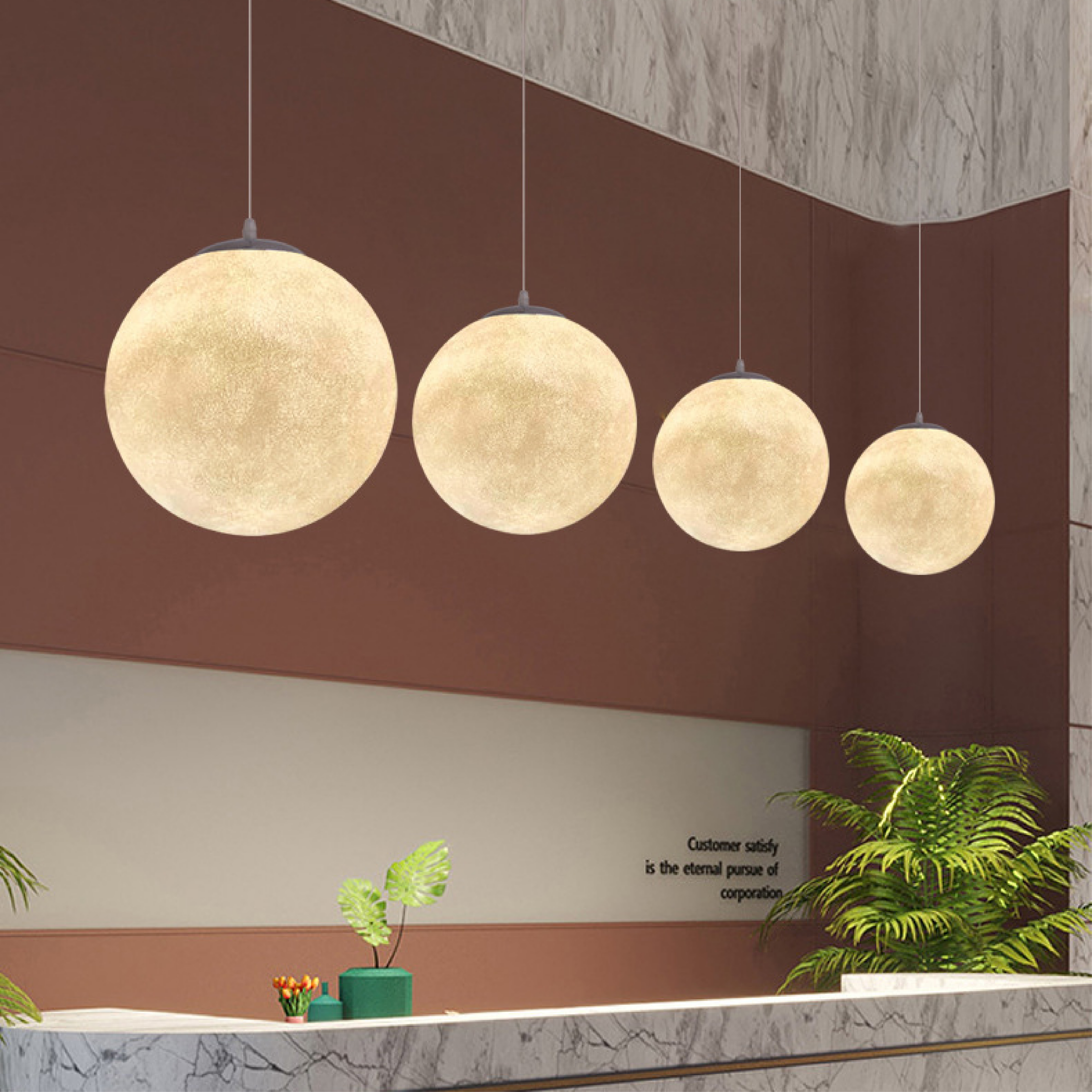 Moon Pendant Light with Lunar Glow