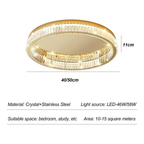 Ceiling Light Fixture with Round Crystal Design and Elegant Gold Finish