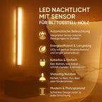 Modern Bedside Light with LED Sensor and Wooden Frame - Wall Lamp
