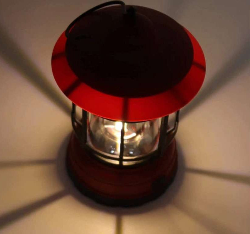 LED Lantern for Camping – Rechargeable with Metal Cage and Hook