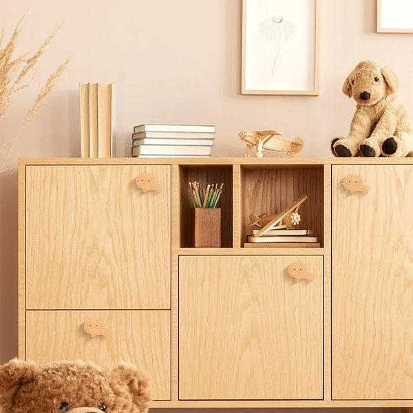 Adhesive Coat Rack with Wooden Animal Wall Hooks