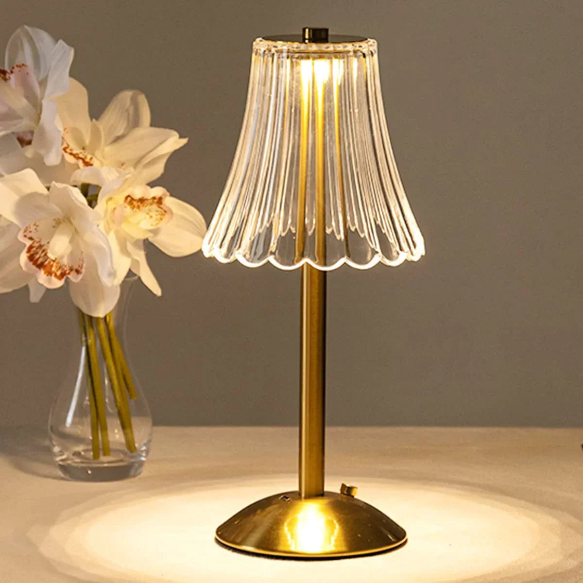 Touch-Sensitive Crystal Table Lamp with Gold Accent Finish