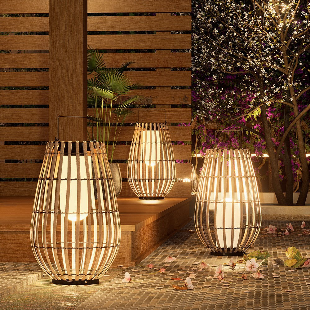 Bamboo Lanterns for Patio Lighting - Solar Powered