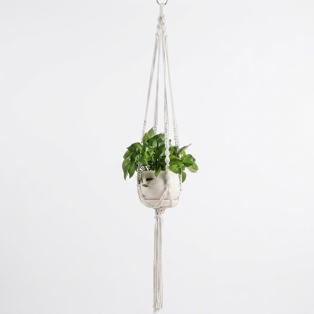 Twisted Cord Design Macramé Plant Hanger with Knotted Detailing