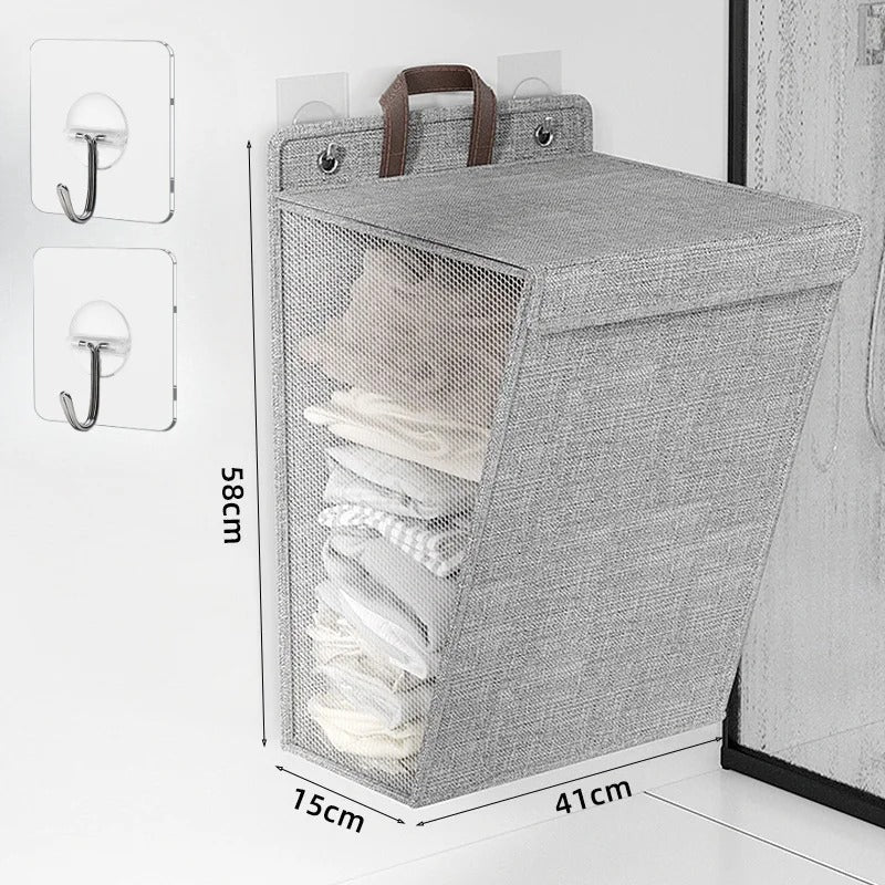 Foldable Wall-Mounted Laundry Basket – Adhesive Clothes Hamper & Organizer