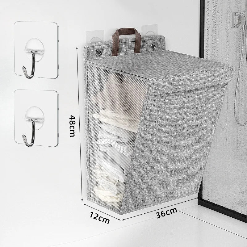 Foldable Wall-Mounted Laundry Basket – Adhesive Clothes Hamper & Organizer
