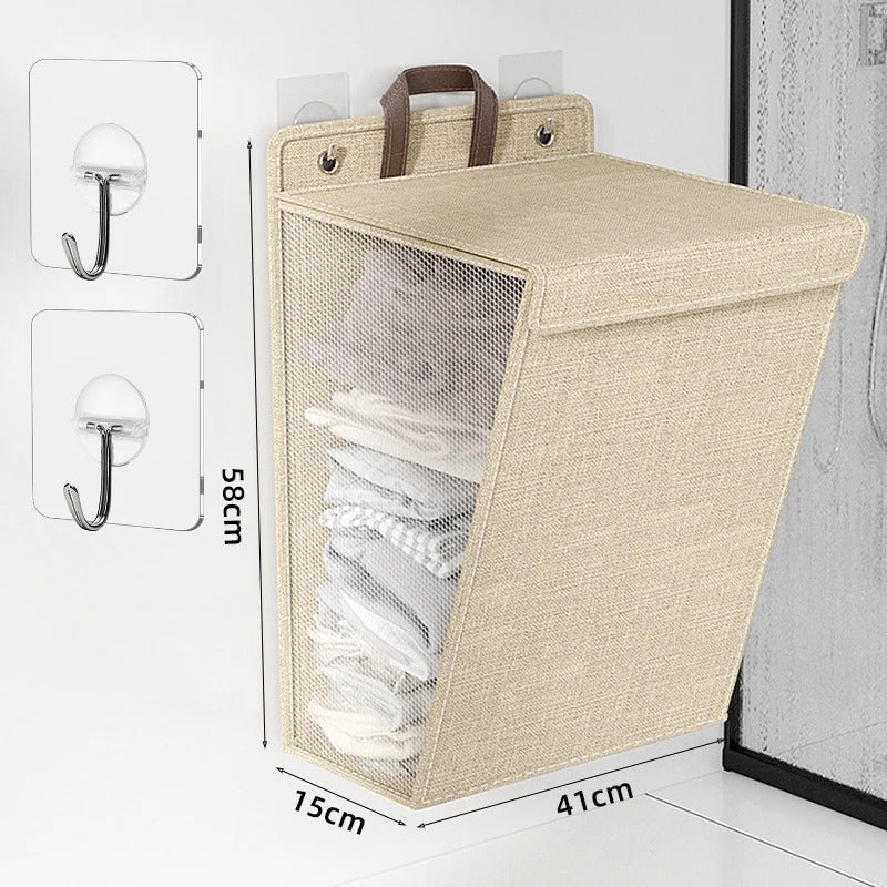 Foldable Wall-Mounted Laundry Basket – Adhesive Clothes Hamper & Organizer