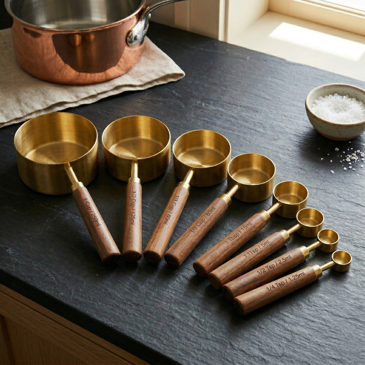 Wooden Handle Measuring Spoon and Cup Set