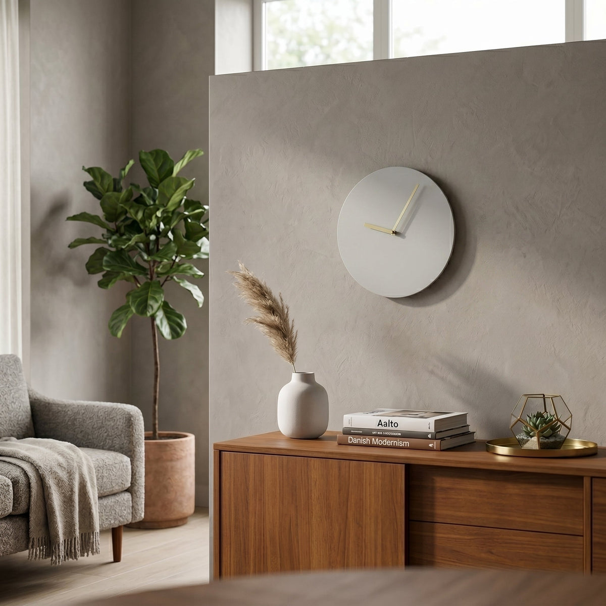 Numberless Round Wall Clock with Minimalist Design