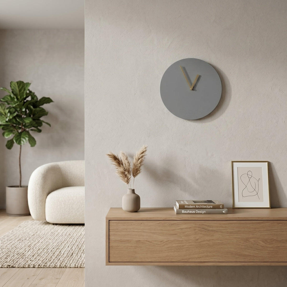 Numberless Round Wall Clock with Minimalist Design