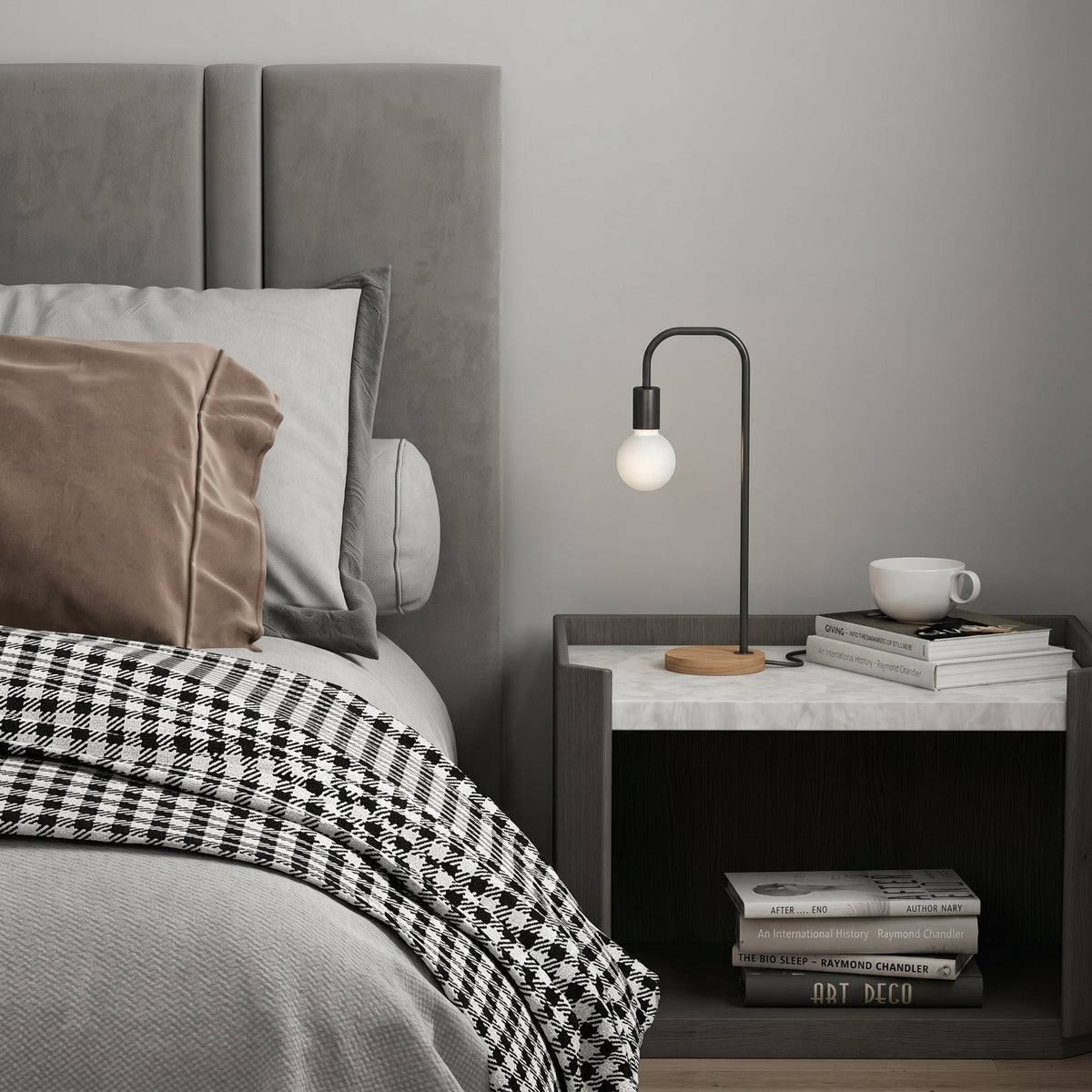 Curved Metal Arm Table Lamp – Minimalist Design