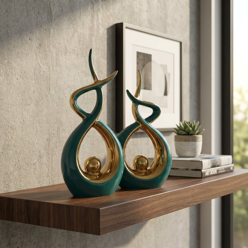 Abstract Twisted Design Decor with Gold Highlights
