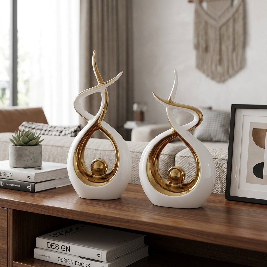 Abstract Twisted Design Decor with Gold Highlights