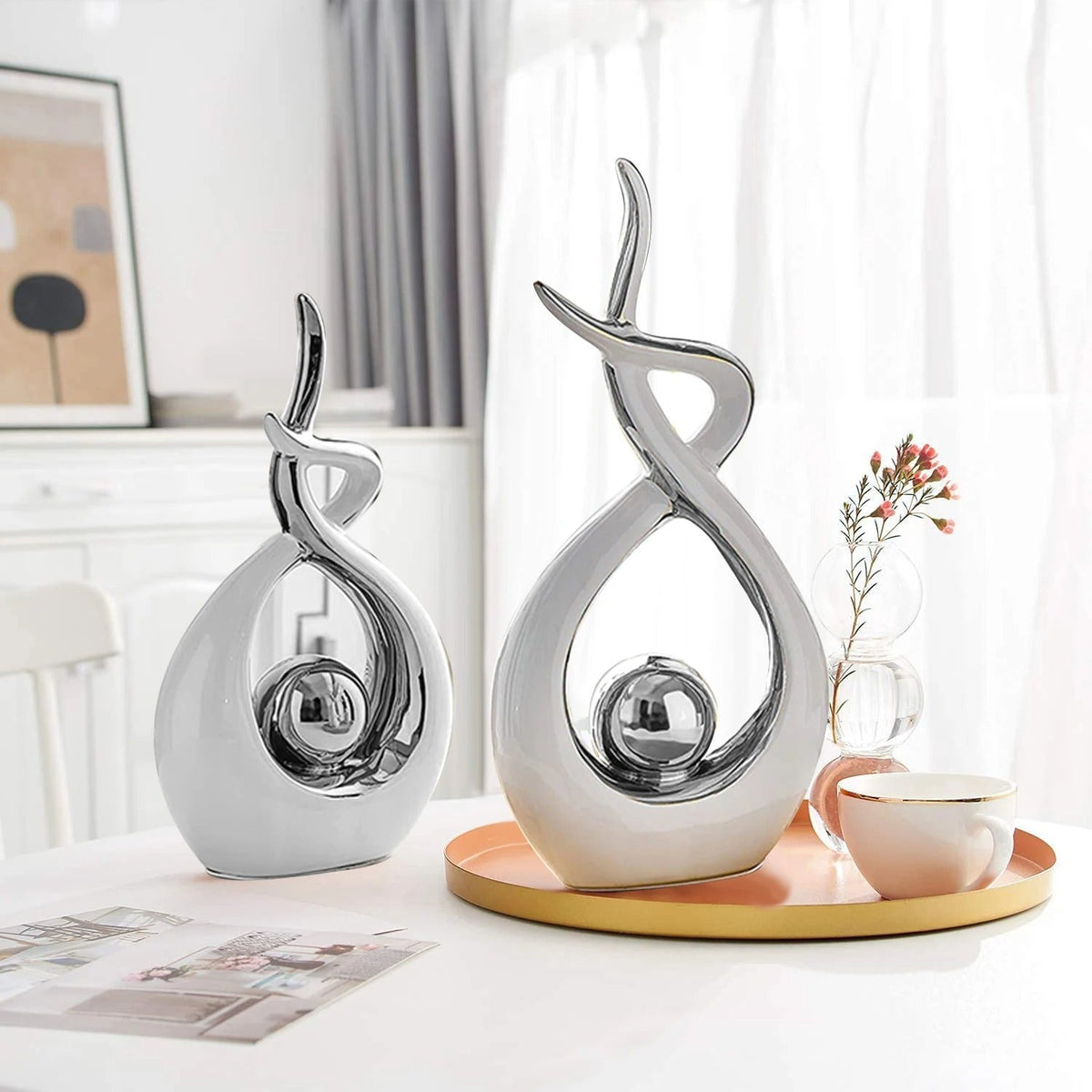 Abstract Twisted Design Decor with Gold Highlights