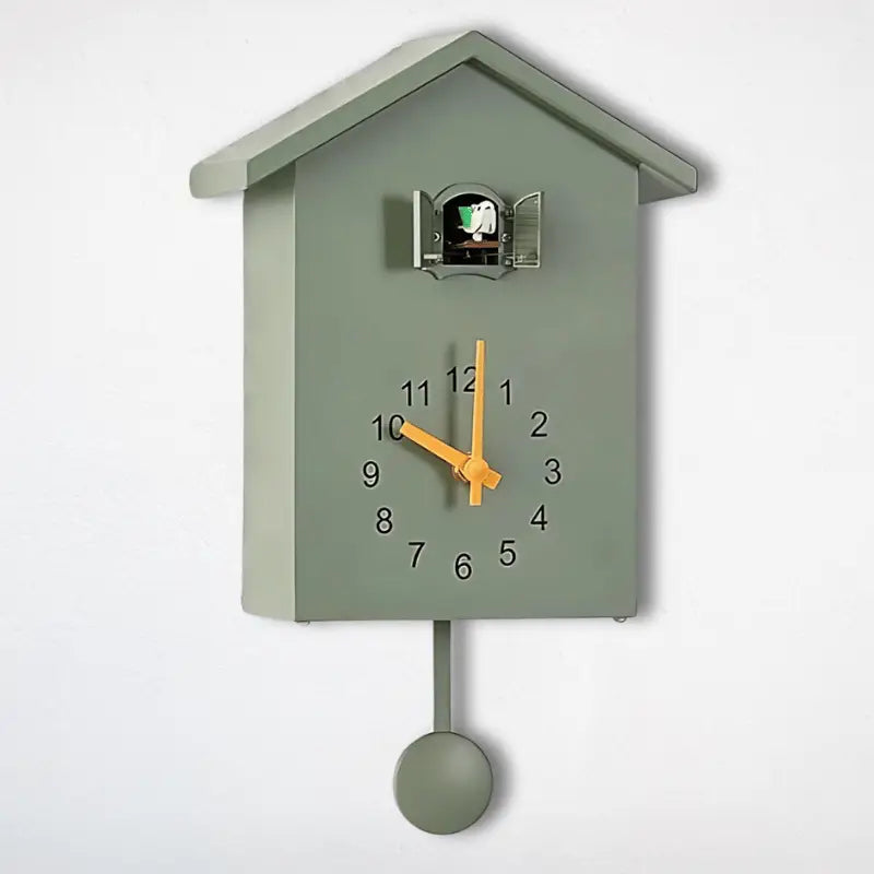 Cuckoo Wall Clock in House Design with Pendulum Feature