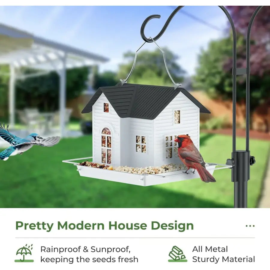 Solar-Powered Bird Feeder with LED Lights - Garden Design