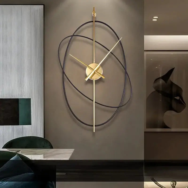 Abstract Metal Wall Clock in Gold Design