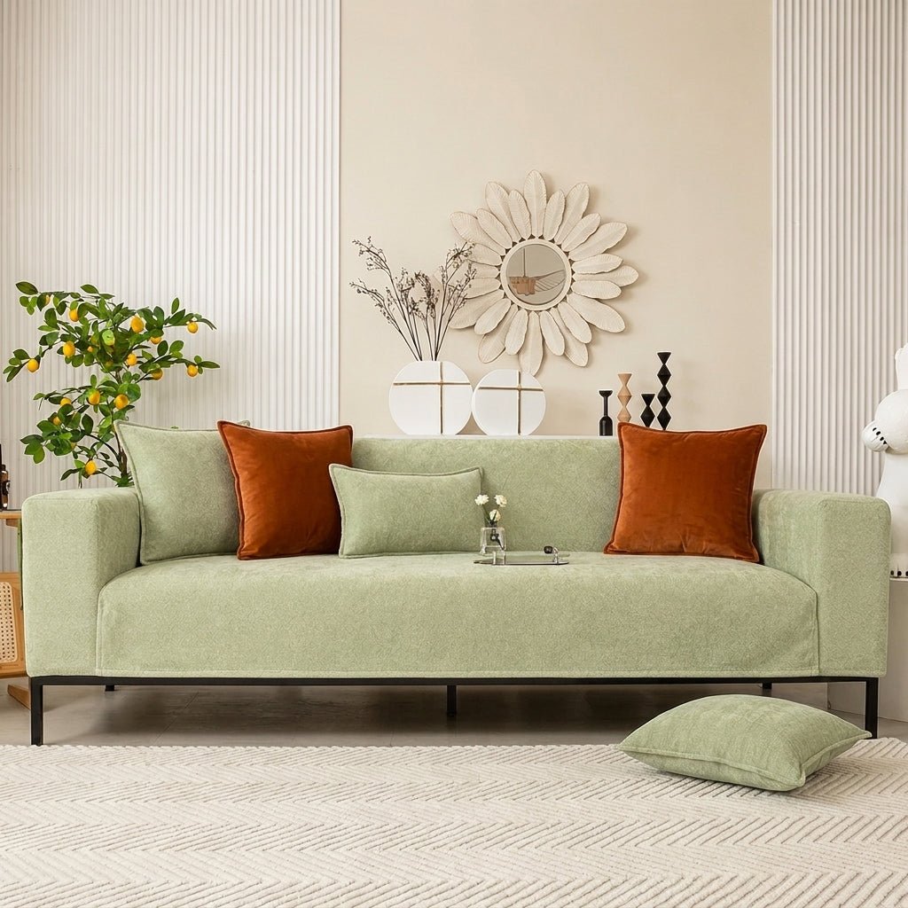 Textured Herringbone Fabric Sofa Slipcover for Modern Interiors