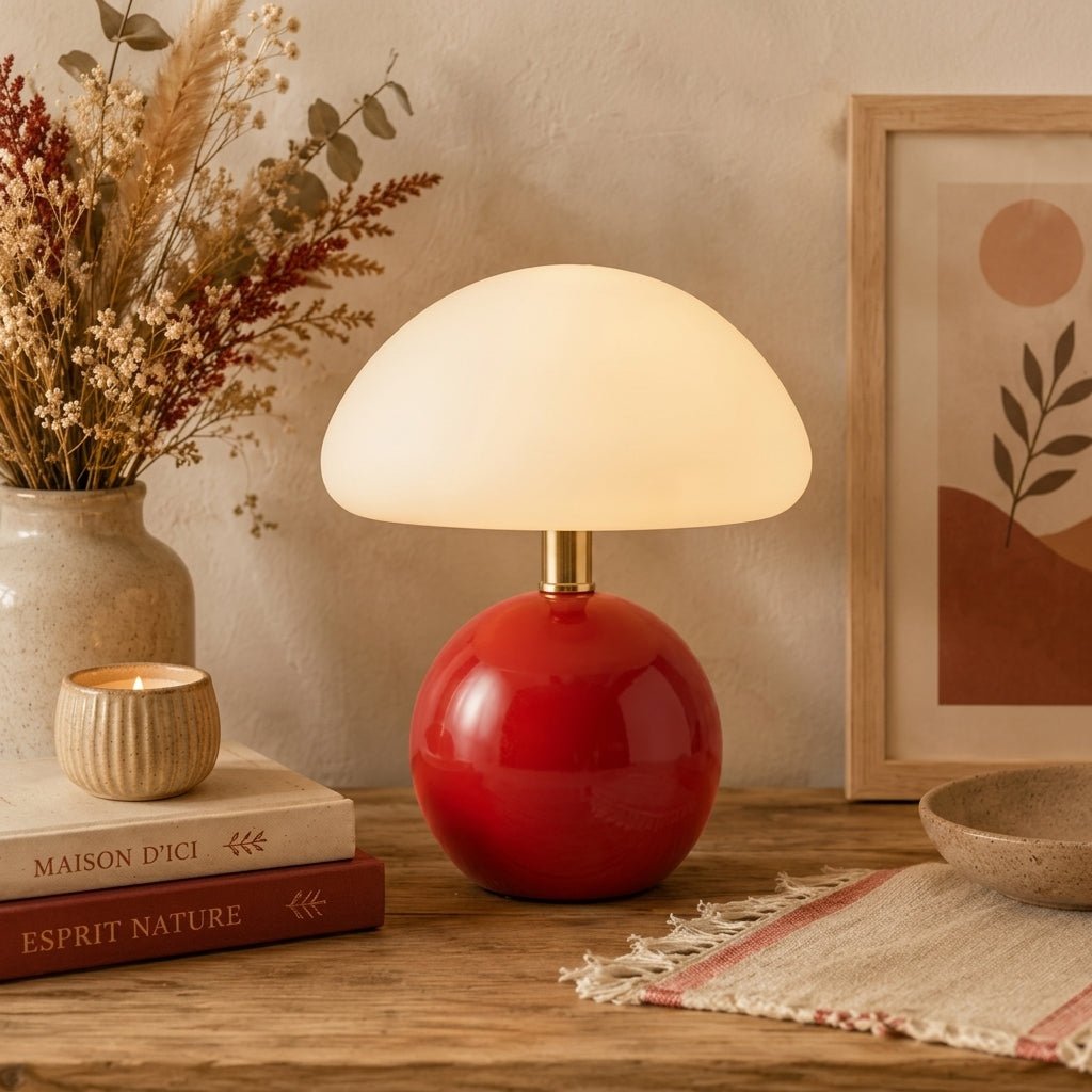 Dome-Shaded Mushroom Lamp with Round Base
