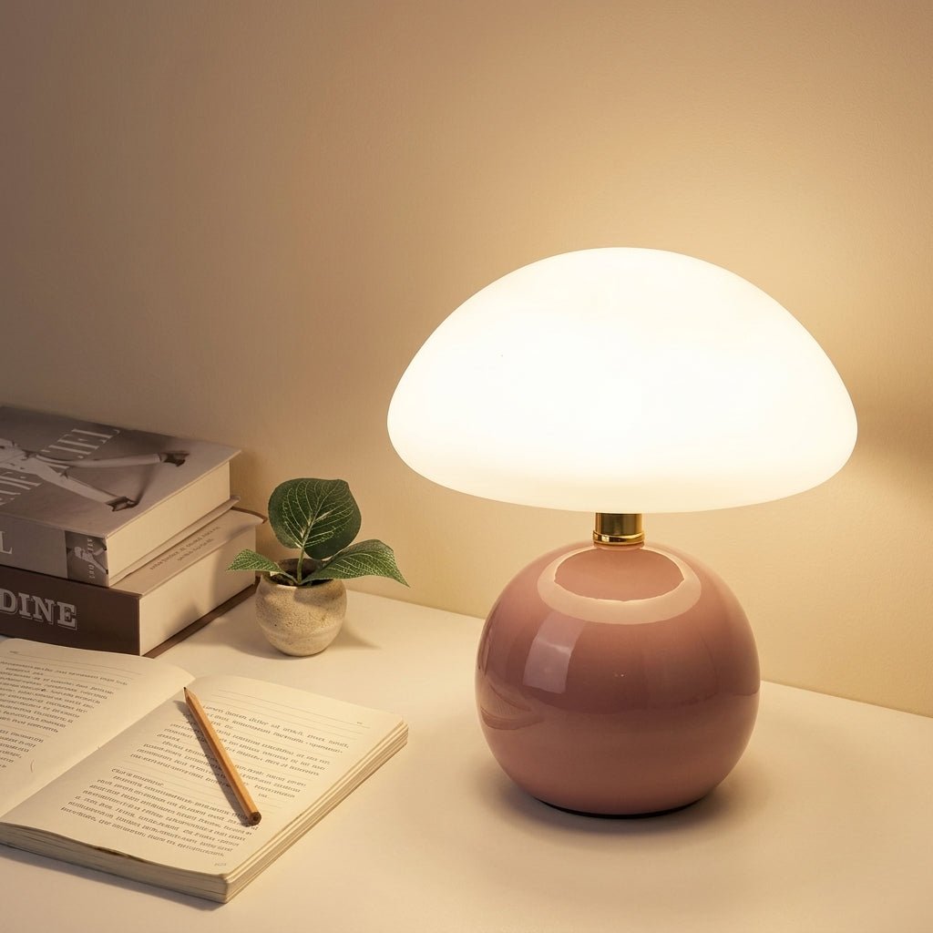 Dome-Shaded Mushroom Lamp with Round Base