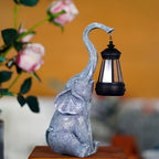 Elephant Lantern Solar Garden Light with Grey Stone Finish