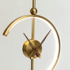 Wooden Base Table Lamp with Clock and LED Light