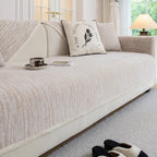 Textured Wave Sofa Slipcover with Non-Slip Design and Contrast Edging