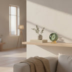 Round Desk Clock in Minimalist Style with Gold Base
