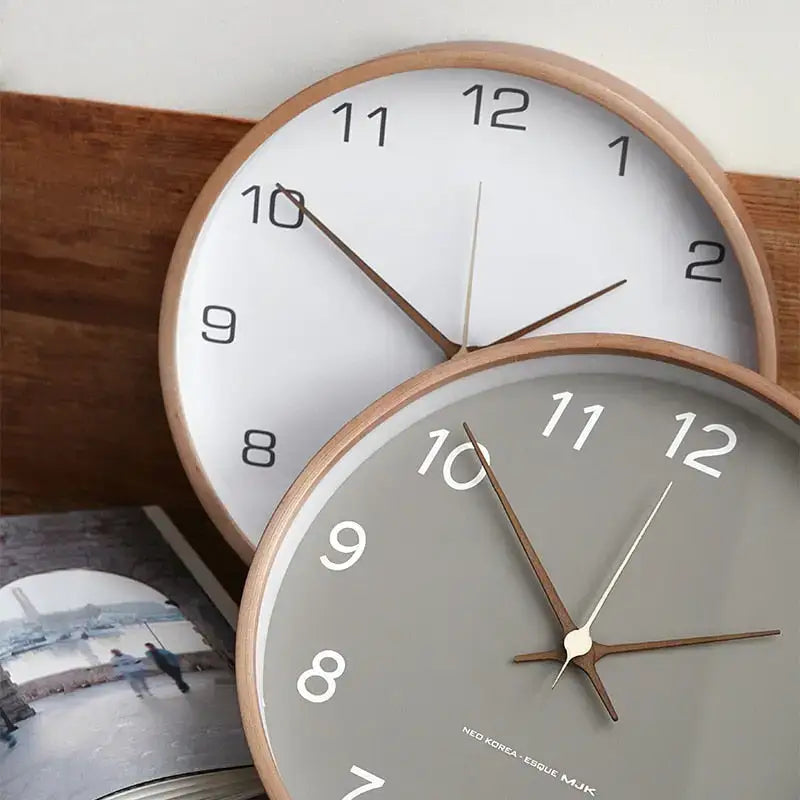 Scandinavian Style Wall Clock with Wooden Frame
