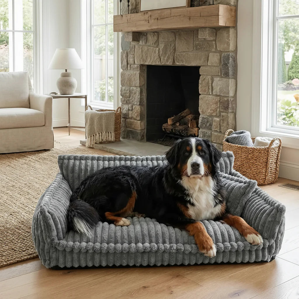Large Dog Sofa Bed with Washable Cover and Elevated Edges