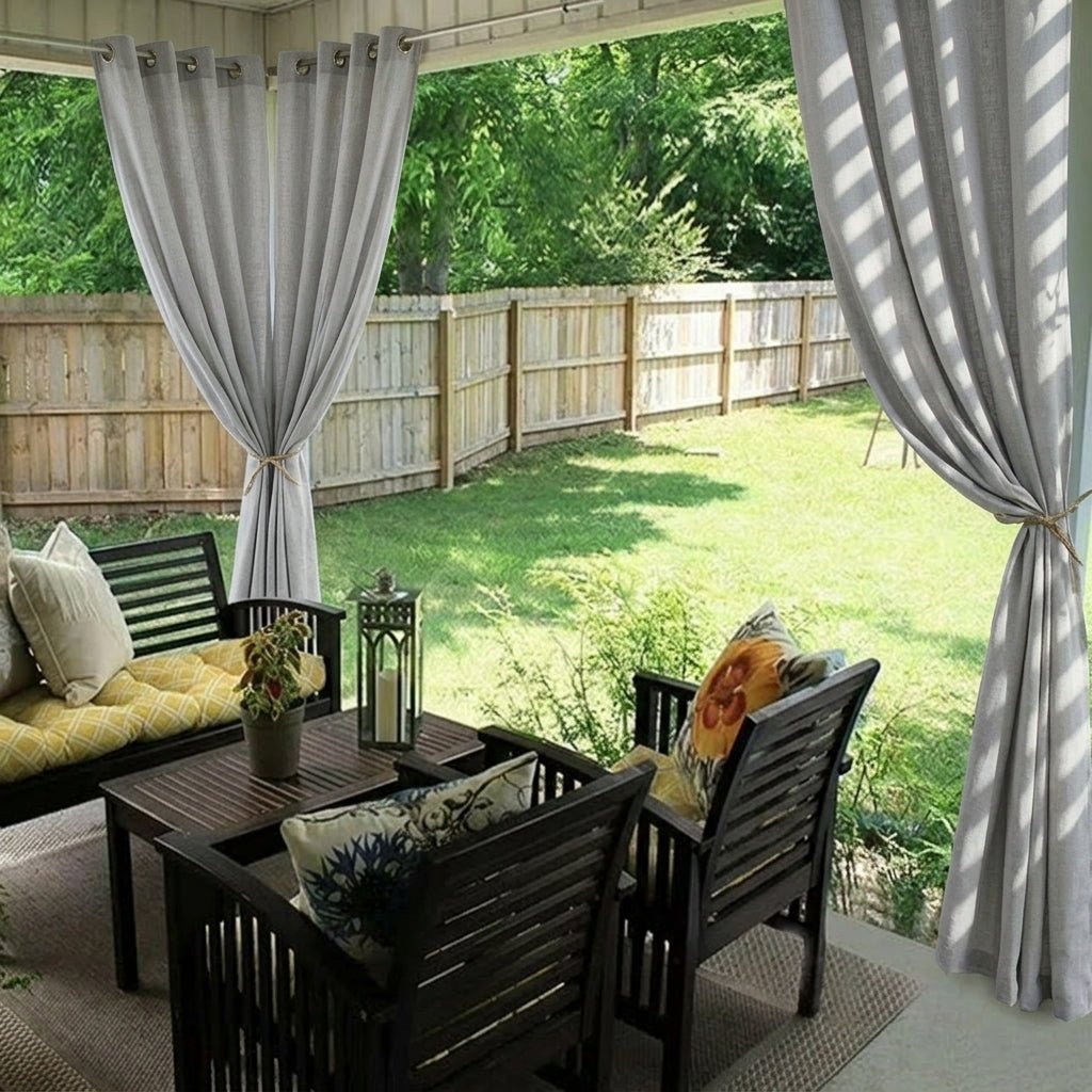 Terrace and Balcony Outdoor Curtain with Hanging Loops