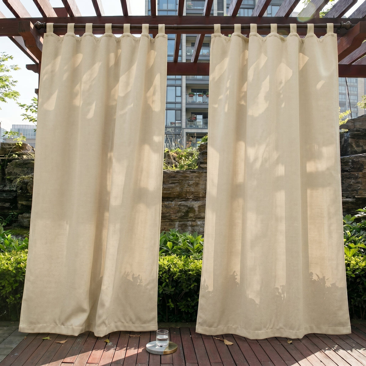 Terrace and Balcony Outdoor Curtain with Hanging Loops