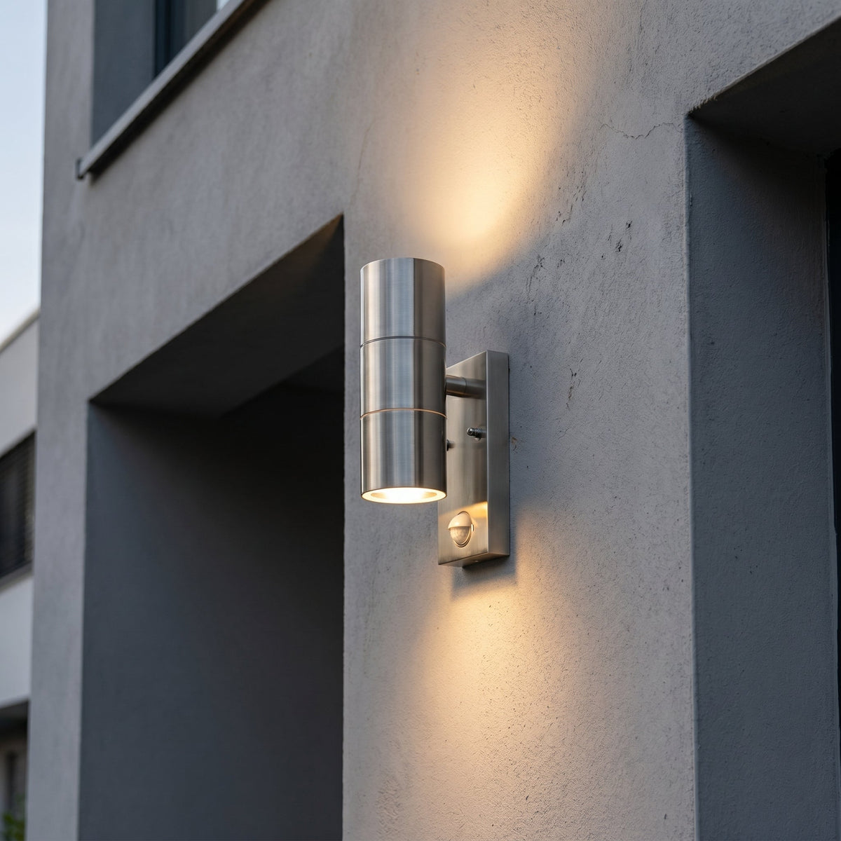 Motion Sensor Outdoor Wall Lamp with Upward and Downward Lighting