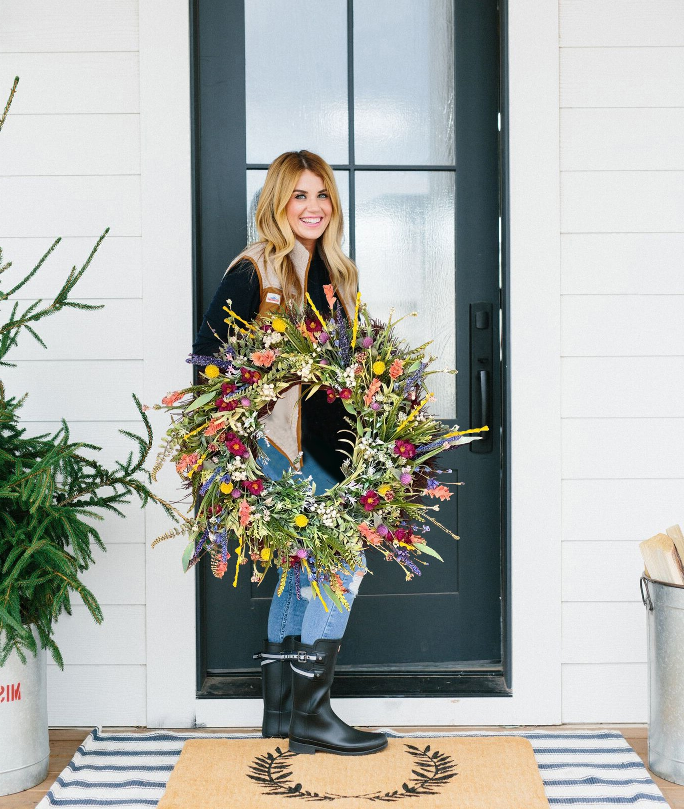 Vibrant Floral Wreath for Spring – Brighten Your Entryway Decor